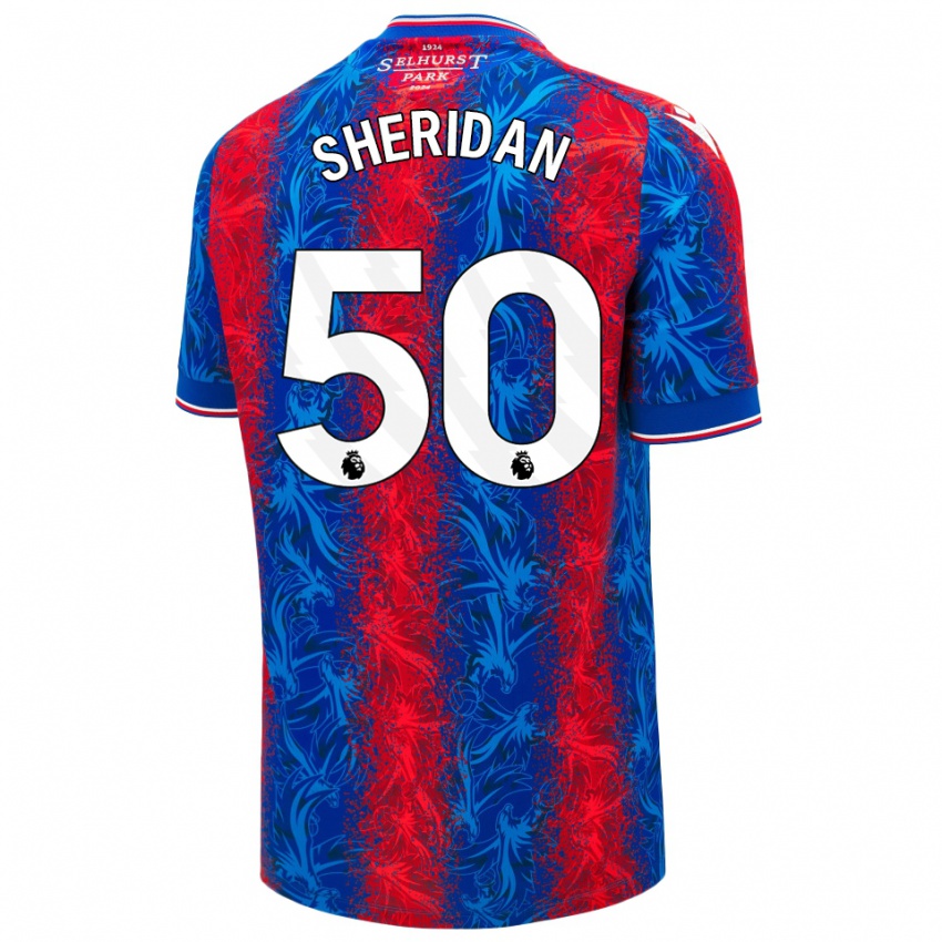 Hombre Camiseta Joe Sheridan #50 Rayas Rojas Y Azules 1ª Equipación 2024/25 La Camisa Chile