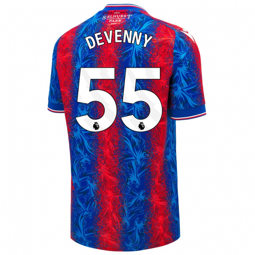 Hombre Camiseta Justin Devenny #55 Rayas Rojas Y Azules 1ª Equipación 2024/25 La Camisa Chile