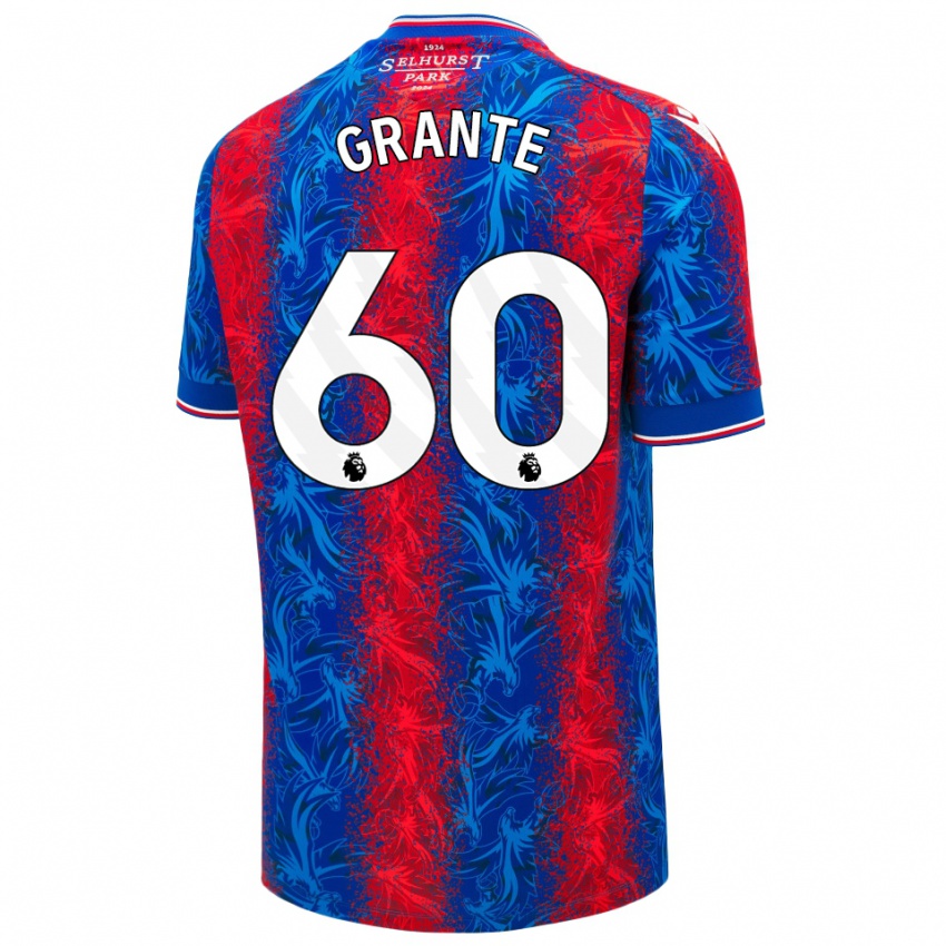 Hombre Camiseta Jake Grante #60 Rayas Rojas Y Azules 1ª Equipación 2024/25 La Camisa Chile