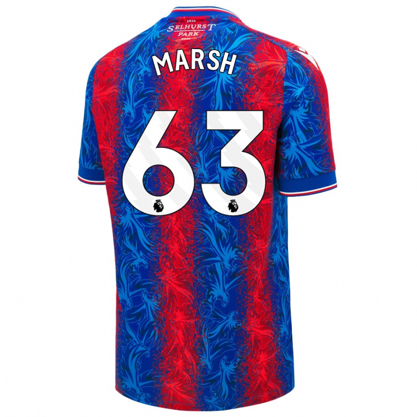 Hombre Camiseta Zach Marsh #63 Rayas Rojas Y Azules 1ª Equipación 2024/25 La Camisa Chile