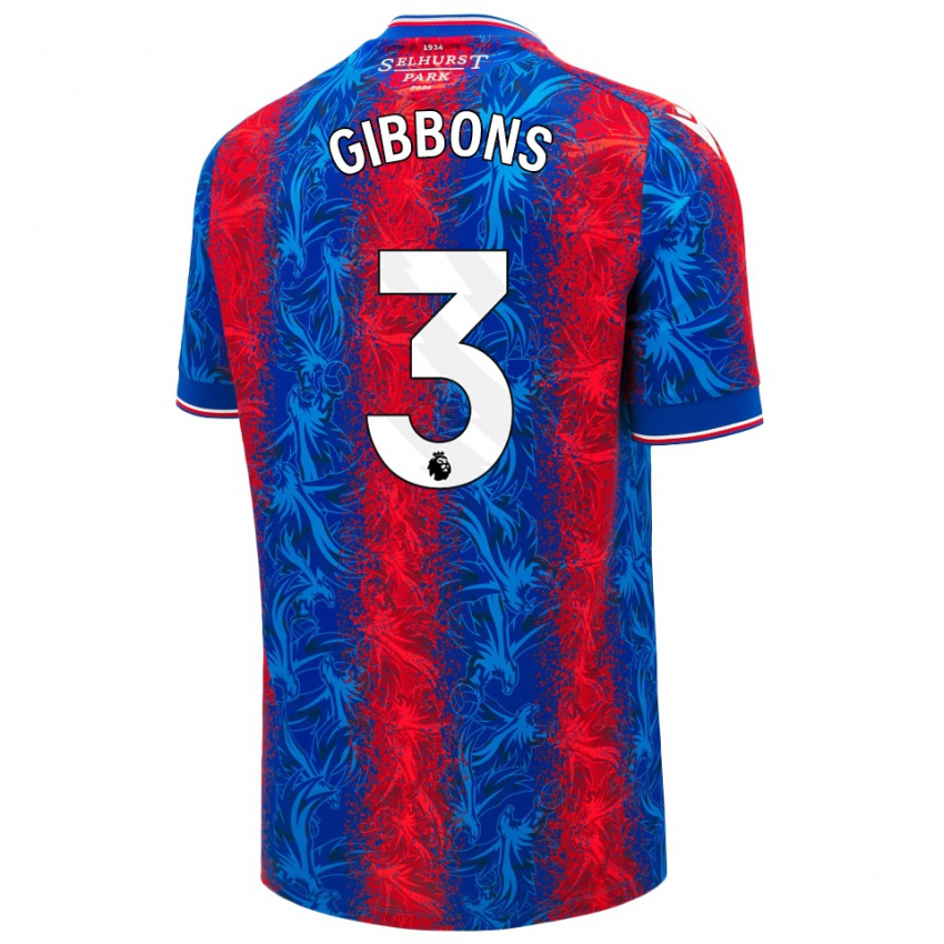 Hombre Camiseta Felicity Gibbons #3 Rayas Rojas Y Azules 1ª Equipación 2024/25 La Camisa Chile