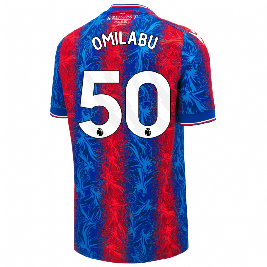 Hombre Camiseta David Omilabu #50 Rayas Rojas Y Azules 1ª Equipación 2024/25 La Camisa Chile