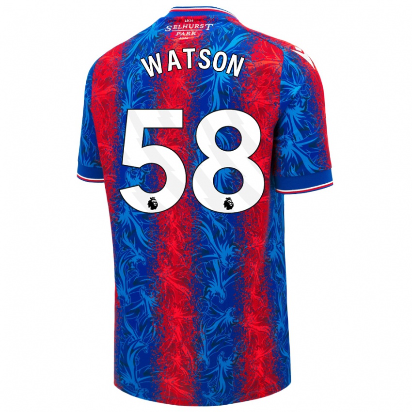 Hombre Camiseta Noah Watson #58 Rayas Rojas Y Azules 1ª Equipación 2024/25 La Camisa Chile