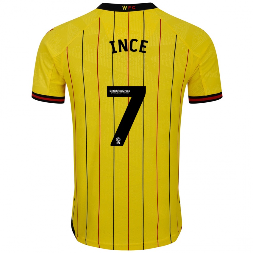 Hombre Camiseta Tom Ince #7 Amarillo Negro 1ª Equipación 2024/25 La Camisa Chile