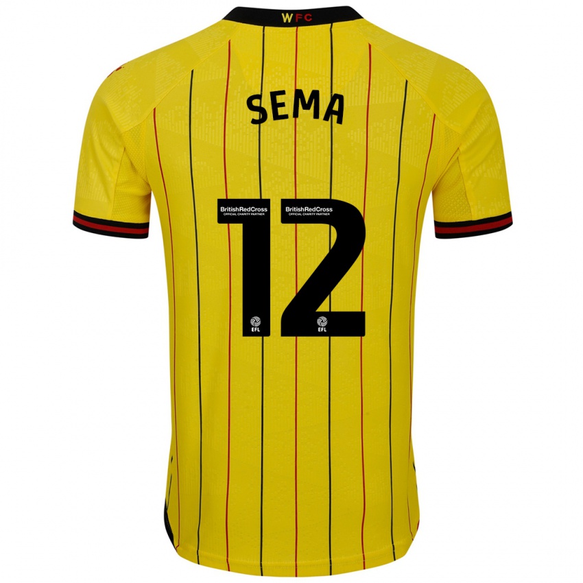 Hombre Camiseta Ken Sema #12 Amarillo Negro 1ª Equipación 2024/25 La Camisa Chile