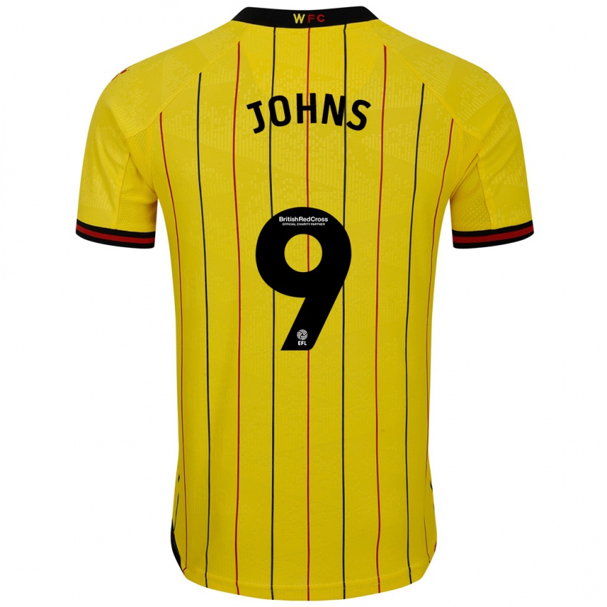 Hombre Camiseta Carly Johns #9 Amarillo Negro 1ª Equipación 2024/25 La Camisa Chile