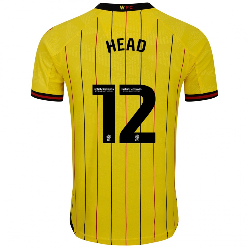 Hombre Camiseta Ellie Head #12 Amarillo Negro 1ª Equipación 2024/25 La Camisa Chile