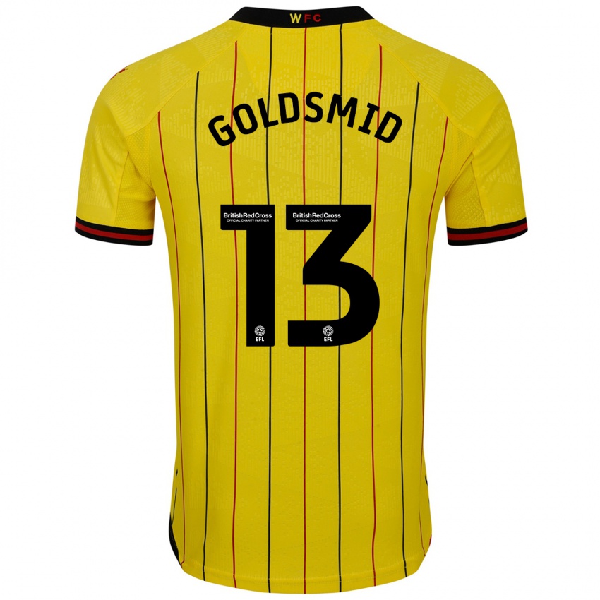 Hombre Camiseta Jacqui Goldsmid #13 Amarillo Negro 1ª Equipación 2024/25 La Camisa Chile