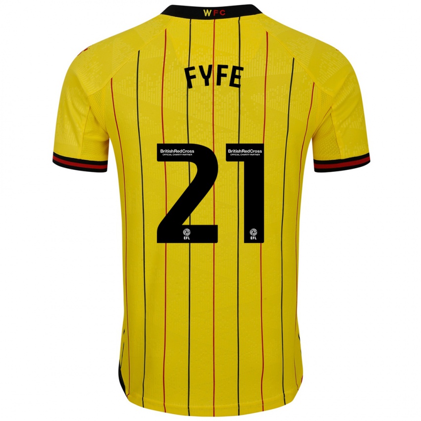 Hombre Camiseta Flo Fyfe #21 Amarillo Negro 1ª Equipación 2024/25 La Camisa Chile