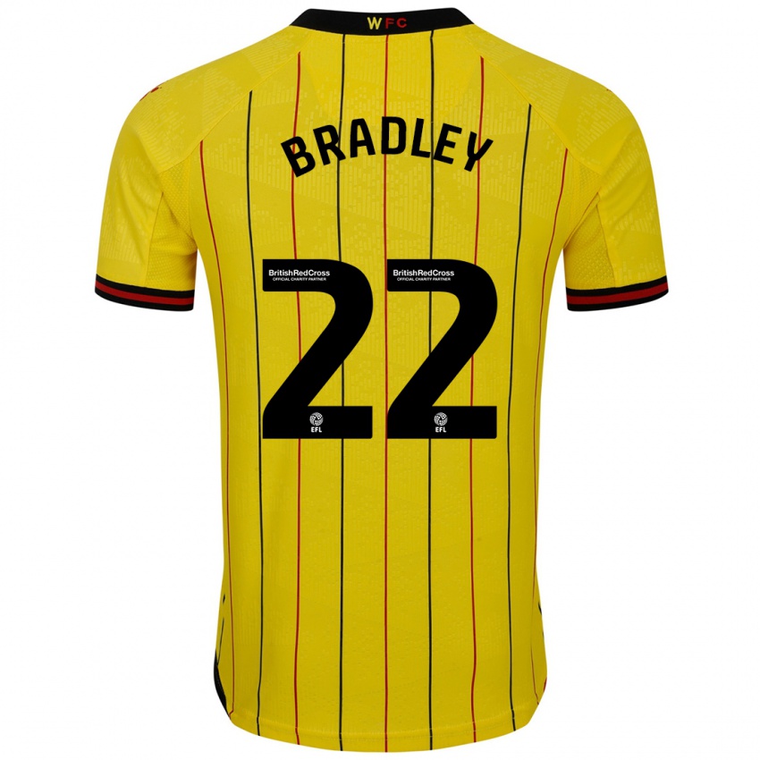 Hombre Camiseta Jade Bradley #22 Amarillo Negro 1ª Equipación 2024/25 La Camisa Chile