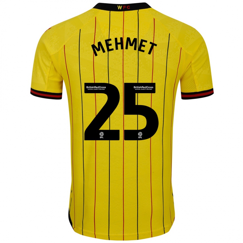 Hombre Camiseta Melis Mehmet #25 Amarillo Negro 1ª Equipación 2024/25 La Camisa Chile