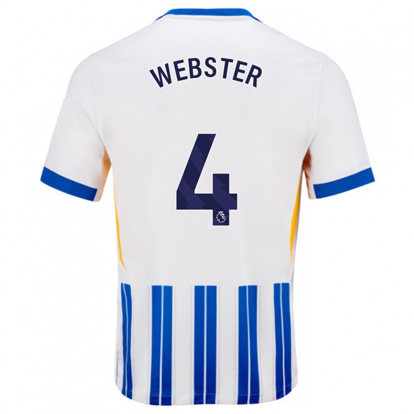 Hombre Camiseta Adam Webster #4 Blanco Azul Rayas 1ª Equipación 2024/25 La Camisa Chile