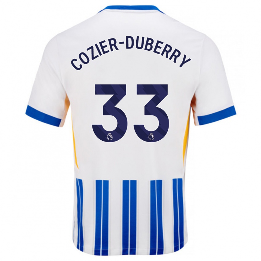 Hombre Camiseta Amario Cozier-Duberry #33 Blanco Azul Rayas 1ª Equipación 2024/25 La Camisa Chile