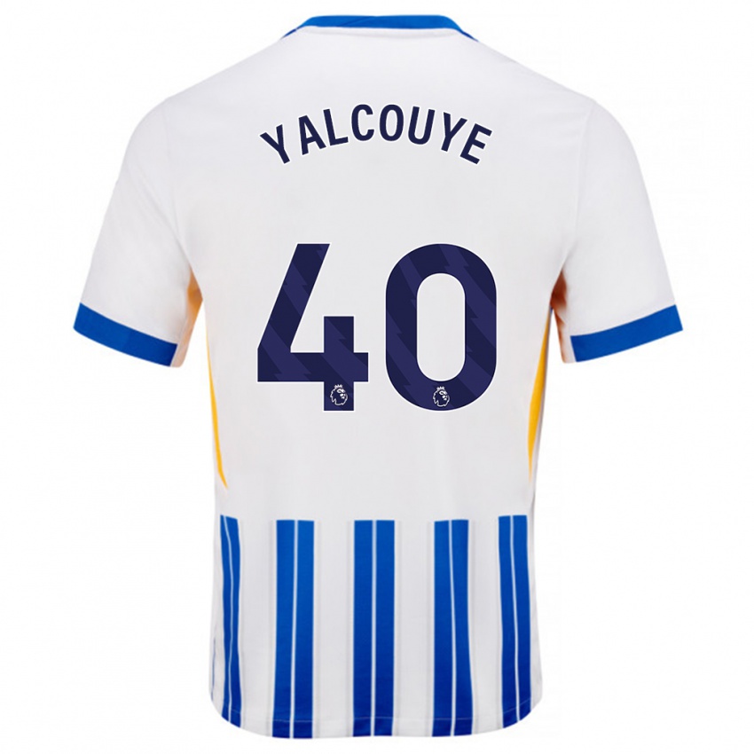 Hombre Camiseta Malick Junior Yalcouyé #40 Blanco Azul Rayas 1ª Equipación 2024/25 La Camisa Chile