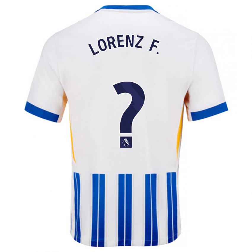 Hombre Camiseta Lorenz Ferdinand #0 Blanco Azul Rayas 1ª Equipación 2024/25 La Camisa Chile