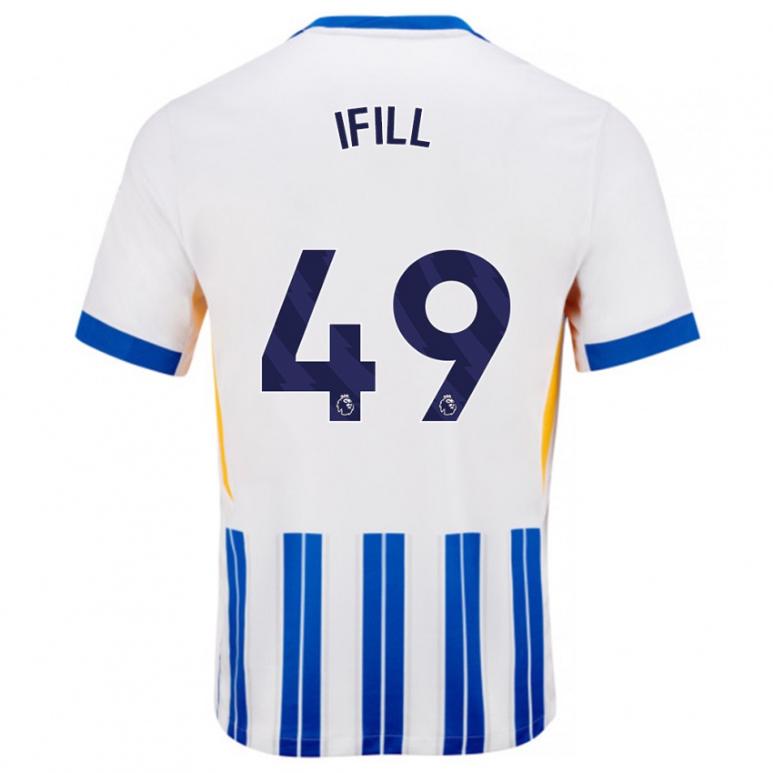 Hombre Camiseta Marcus Ifill #49 Blanco Azul Rayas 1ª Equipación 2024/25 La Camisa Chile