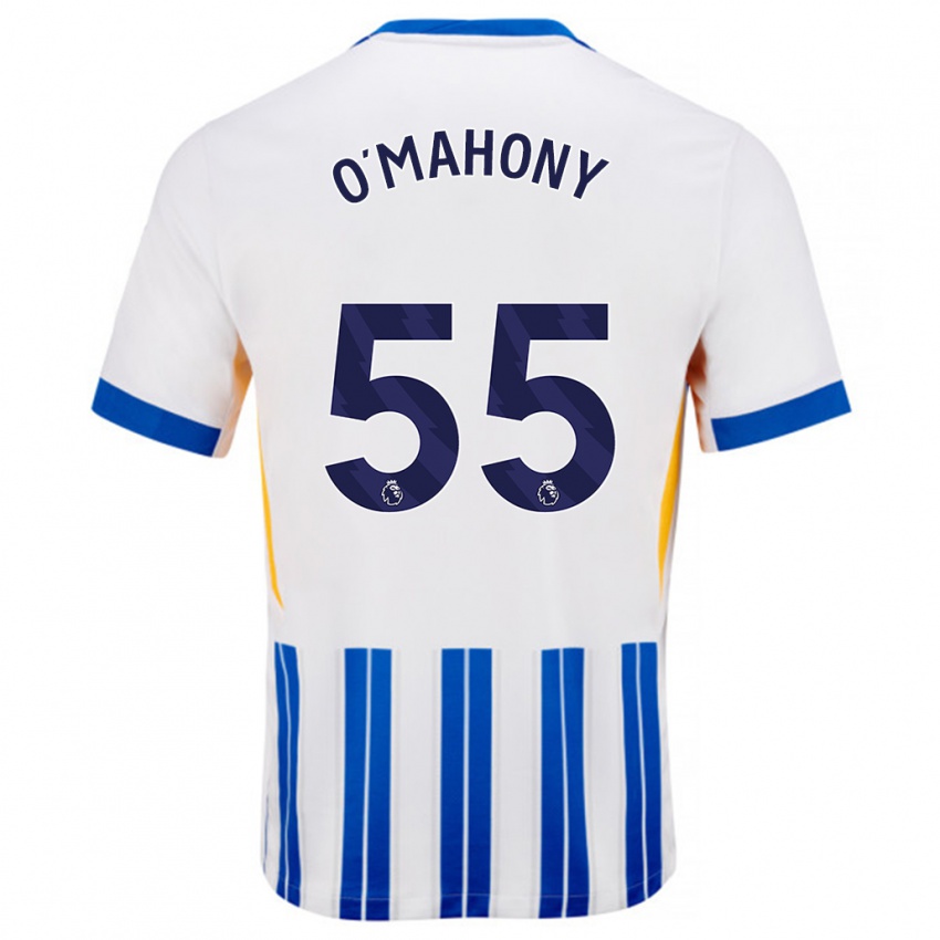 Hombre Camiseta Mark O'mahony #55 Blanco Azul Rayas 1ª Equipación 2024/25 La Camisa Chile