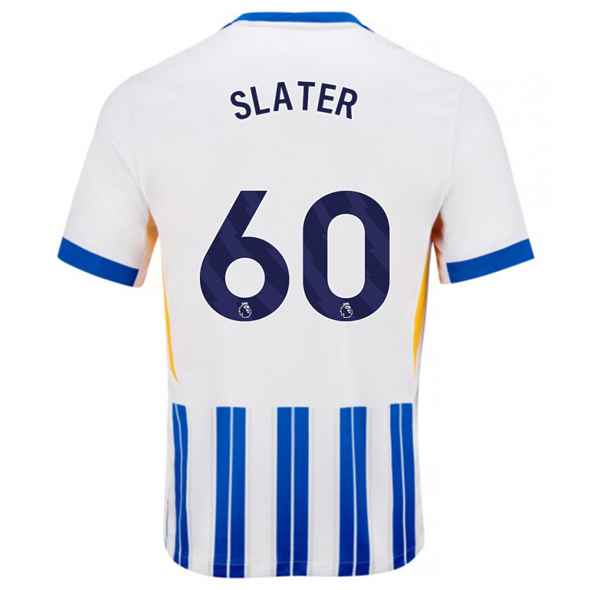 Hombre Camiseta Jacob Slater #60 Blanco Azul Rayas 1ª Equipación 2024/25 La Camisa Chile