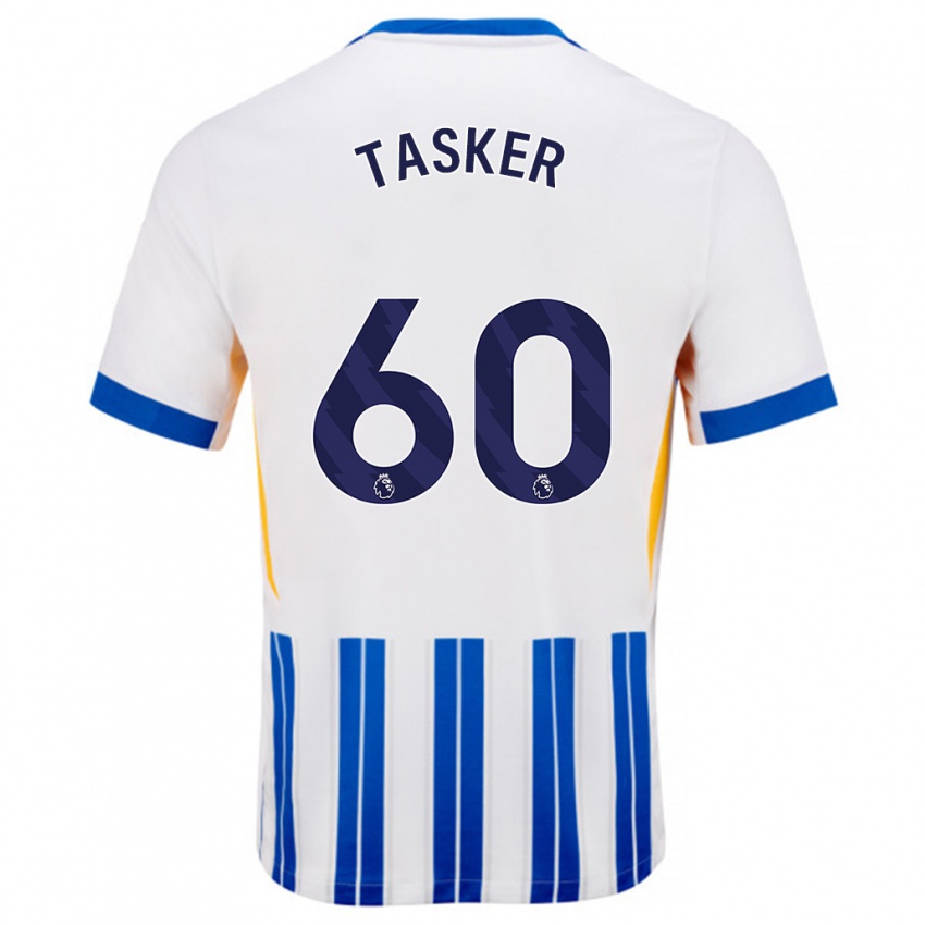 Hombre Camiseta Charlie Tasker #60 Blanco Azul Rayas 1ª Equipación 2024/25 La Camisa Chile