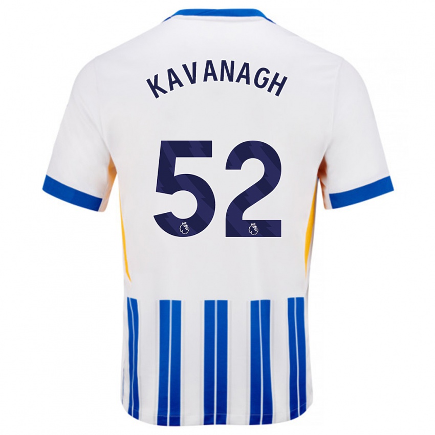 Hombre Camiseta Leigh Kavanagh #52 Blanco Azul Rayas 1ª Equipación 2024/25 La Camisa Chile