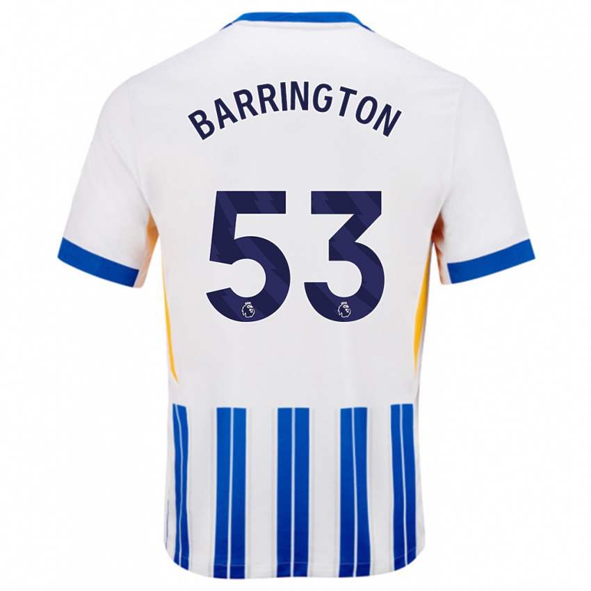 Hombre Camiseta Luca Barrington #53 Blanco Azul Rayas 1ª Equipación 2024/25 La Camisa Chile