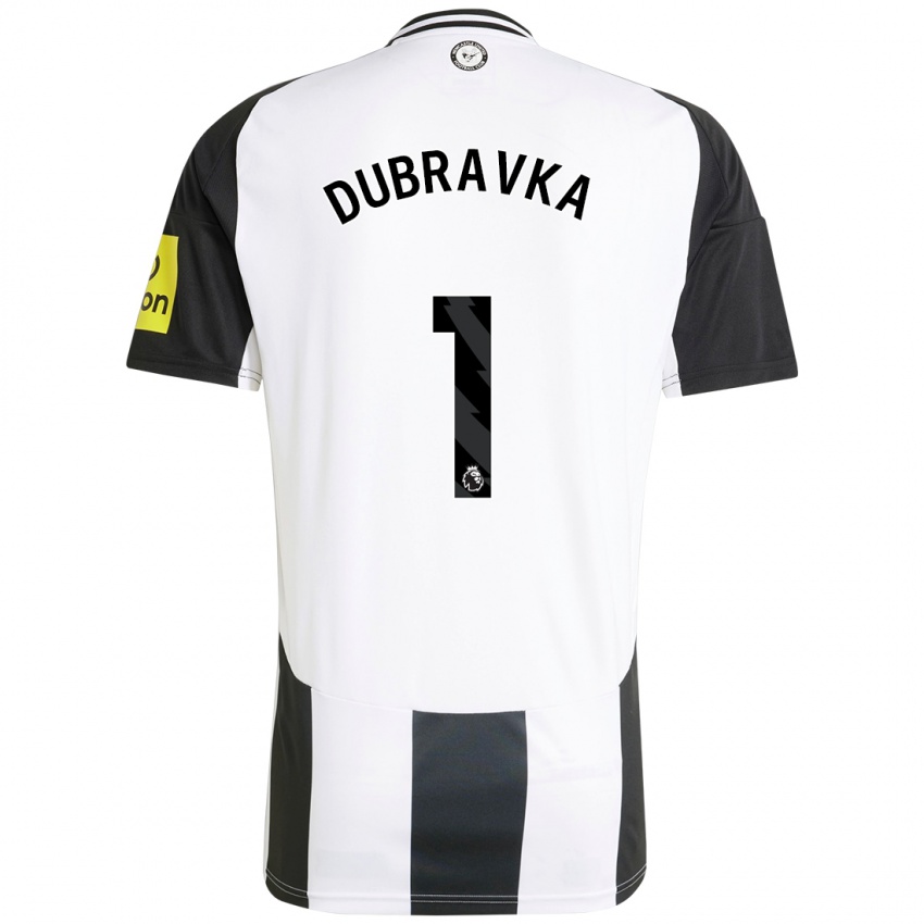 Hombre Camiseta Martin Dubravka #1 Blanco Negro 1ª Equipación 2024/25 La Camisa Chile