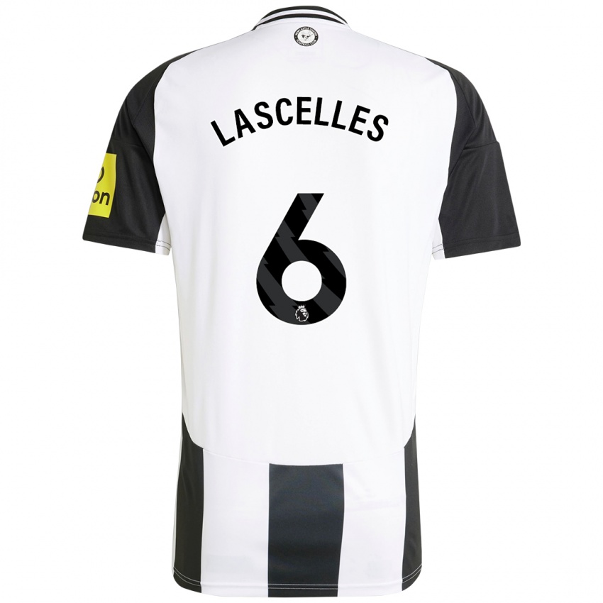 Hombre Camiseta Jamaal Lascelles #6 Blanco Negro 1ª Equipación 2024/25 La Camisa Chile