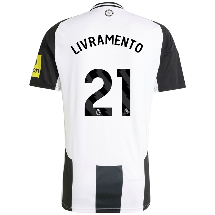 Hombre Camiseta Tino Livramento #21 Blanco Negro 1ª Equipación 2024/25 La Camisa Chile