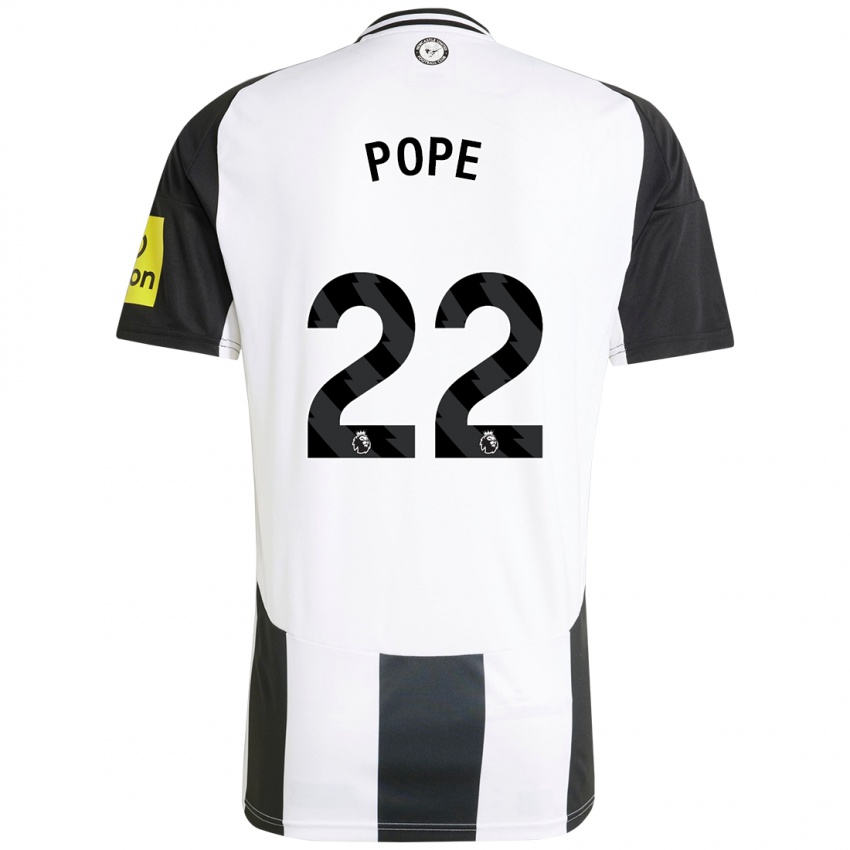 Hombre Camiseta Nick Pope #22 Blanco Negro 1ª Equipación 2024/25 La Camisa Chile