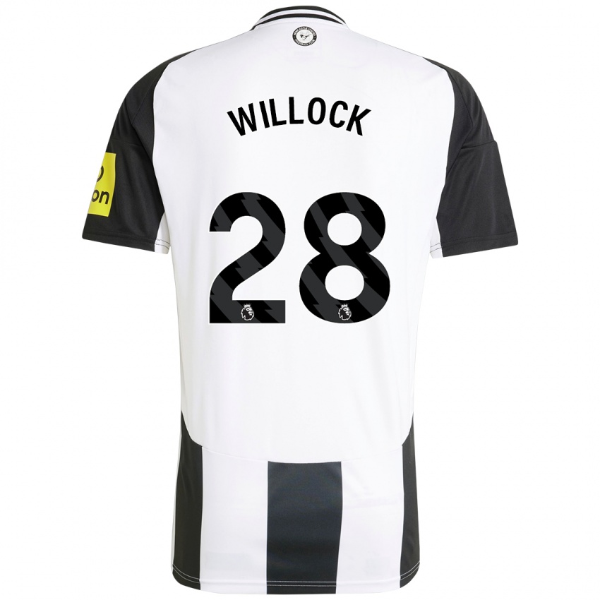 Hombre Camiseta Joe Willock #28 Blanco Negro 1ª Equipación 2024/25 La Camisa Chile