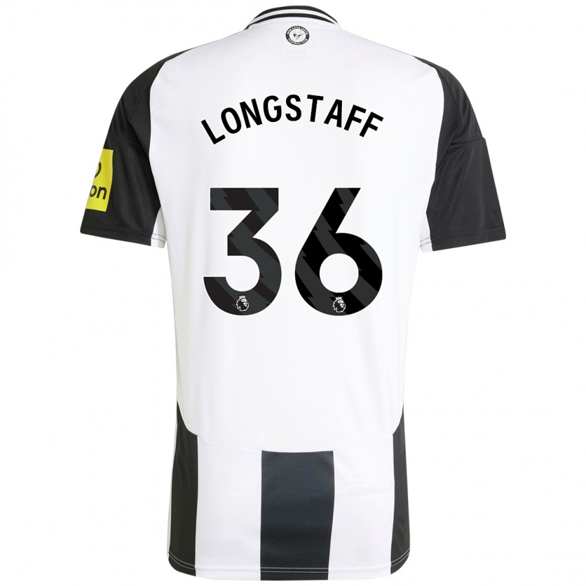 Hombre Camiseta Sean Longstaff #36 Blanco Negro 1ª Equipación 2024/25 La Camisa Chile