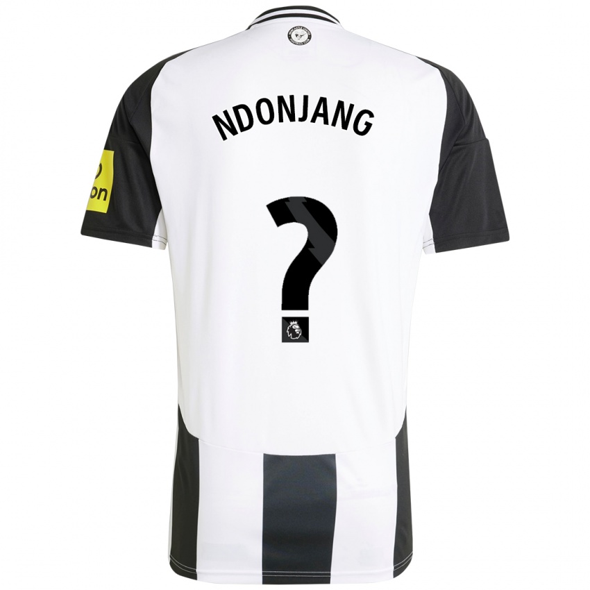 Hombre Camiseta Alan Ndonjang #0 Blanco Negro 1ª Equipación 2024/25 La Camisa Chile