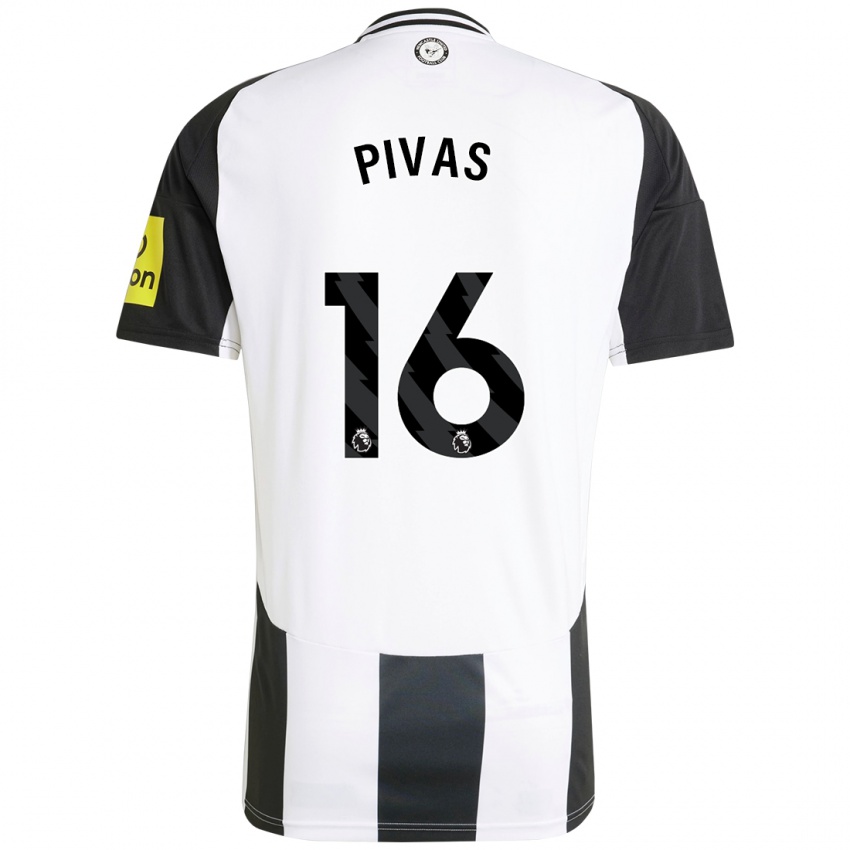 Hombre Camiseta Miodrag Pivas #16 Blanco Negro 1ª Equipación 2024/25 La Camisa Chile