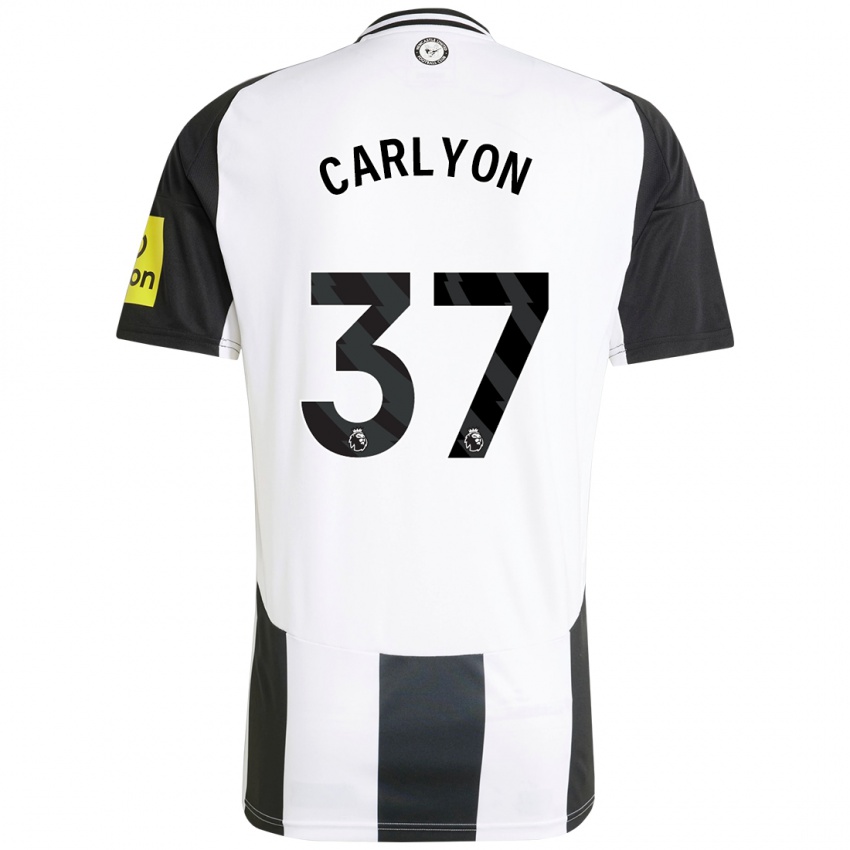 Hombre Camiseta Nathan Carlyon #37 Blanco Negro 1ª Equipación 2024/25 La Camisa Chile