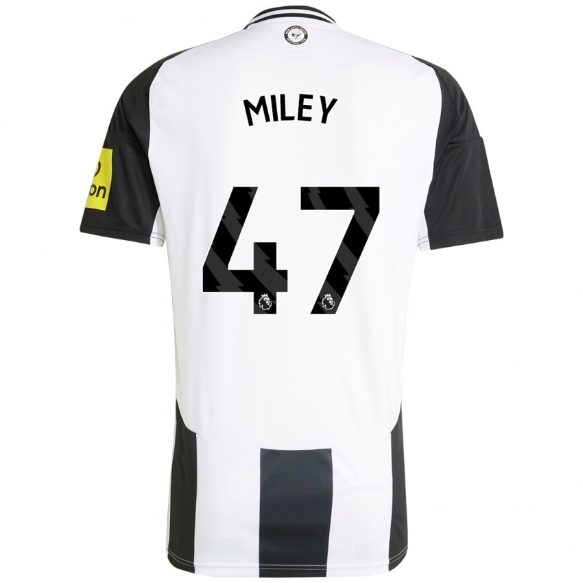 Hombre Camiseta Jamie Miley #47 Blanco Negro 1ª Equipación 2024/25 La Camisa Chile