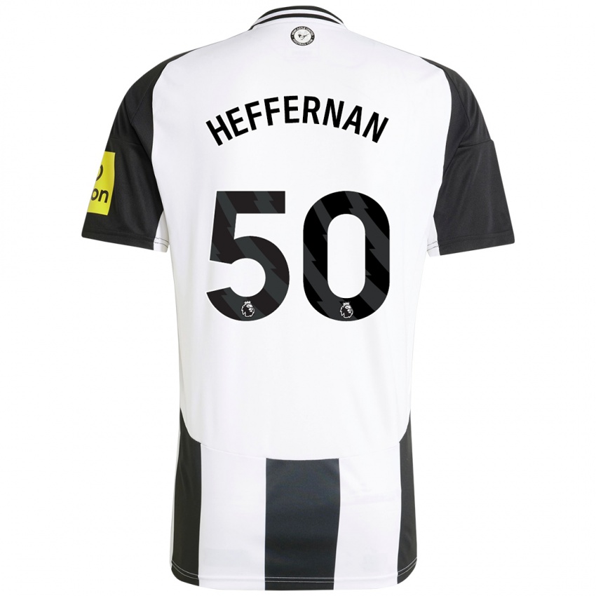 Hombre Camiseta Cathal Heffernan #50 Blanco Negro 1ª Equipación 2024/25 La Camisa Chile