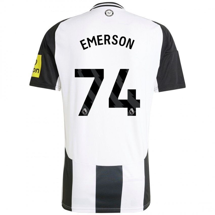 Hombre Camiseta Johnny Emerson #74 Blanco Negro 1ª Equipación 2024/25 La Camisa Chile