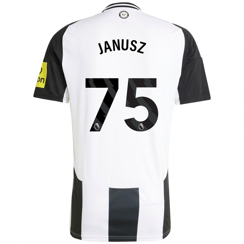 Hombre Camiseta Adrian Janusz #75 Blanco Negro 1ª Equipación 2024/25 La Camisa Chile