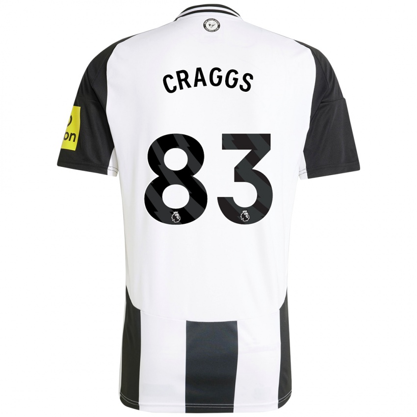 Hombre Camiseta Luke Craggs #83 Blanco Negro 1ª Equipación 2024/25 La Camisa Chile