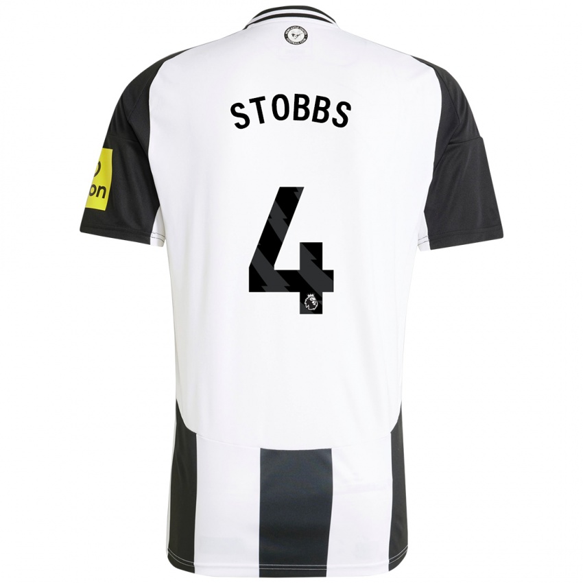 Hombre Camiseta Amber-Keegan Stobbs #4 Blanco Negro 1ª Equipación 2024/25 La Camisa Chile