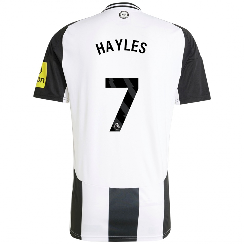 Hombre Camiseta Shania Hayles #7 Blanco Negro 1ª Equipación 2024/25 La Camisa Chile