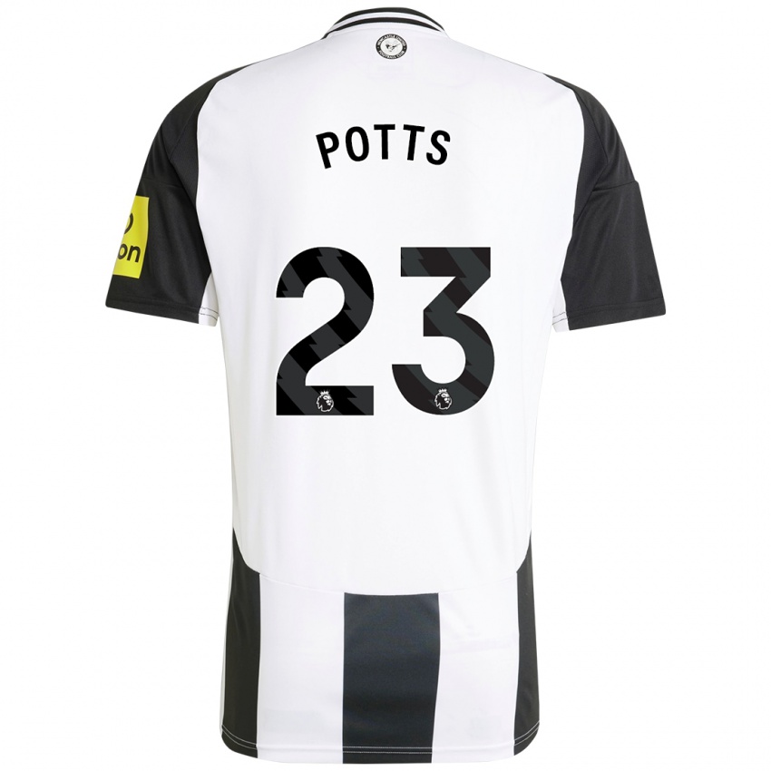 Hombre Camiseta Charlotte Potts #23 Blanco Negro 1ª Equipación 2024/25 La Camisa Chile