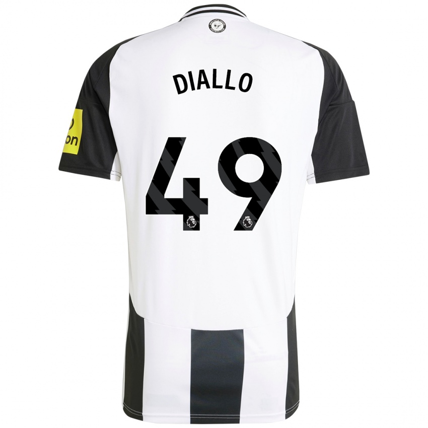 Hombre Camiseta Amadou Diallo #49 Blanco Negro 1ª Equipación 2024/25 La Camisa Chile