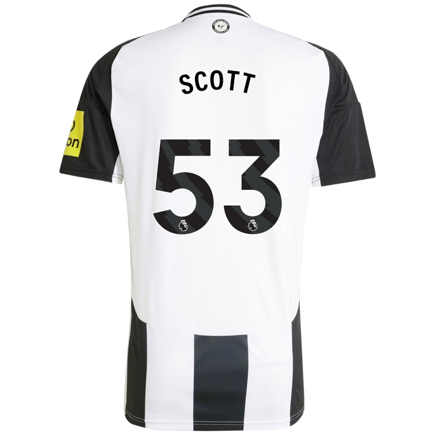 Hombre Camiseta Joshua Scott #53 Blanco Negro 1ª Equipación 2024/25 La Camisa Chile