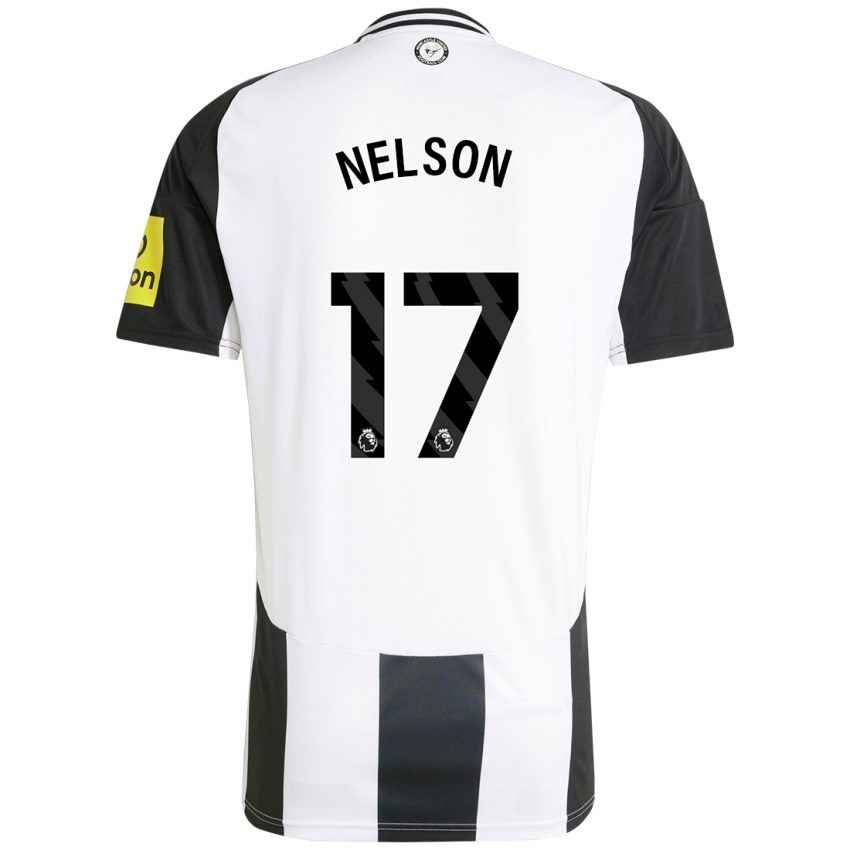 Hombre Camiseta Erin Nelson #17 Blanco Negro 1ª Equipación 2024/25 La Camisa Chile