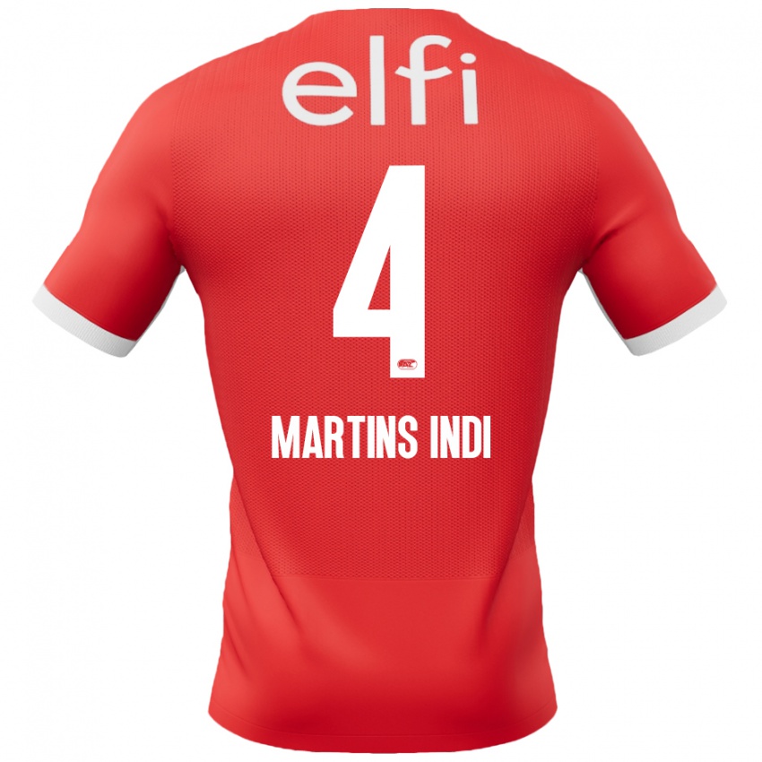 Hombre Camiseta Bruno Martins Indi #4 Rojo Blanco 1ª Equipación 2024/25 La Camisa Chile