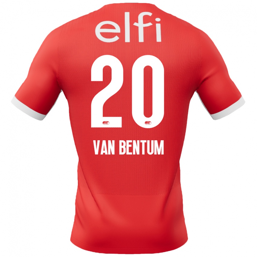 Hombre Camiseta Mirte Van Bentum #20 Rojo Blanco 1ª Equipación 2024/25 La Camisa Chile