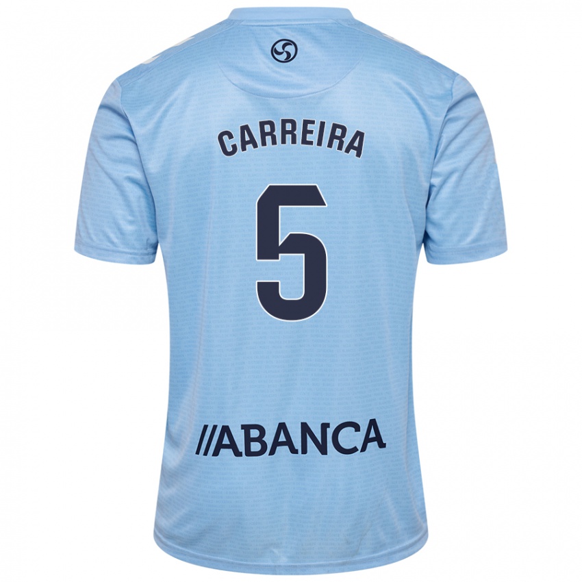 Hombre Camiseta Sergio Carreira #5 Azul Cielo 1ª Equipación 2024/25 La Camisa Chile