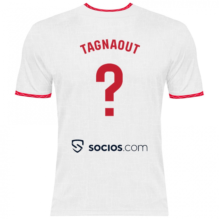 Hombre Camiseta Fatima Tagnaout #0 Blanco Rojo 1ª Equipación 2024/25 La Camisa Chile