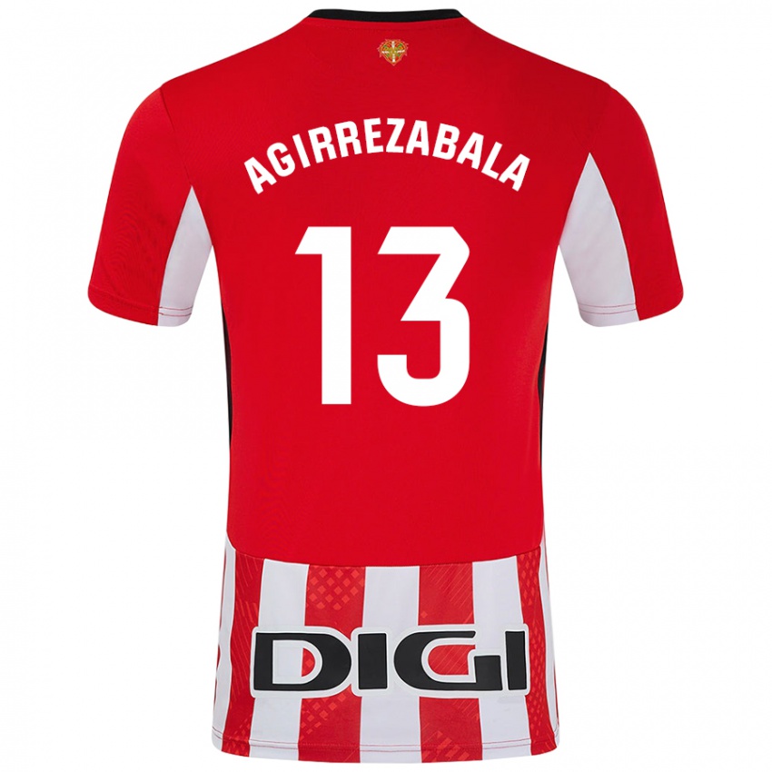 Hombre Camiseta Julen Agirrezabala #13 Rojo Blanco 1ª Equipación 2024/25 La Camisa Chile